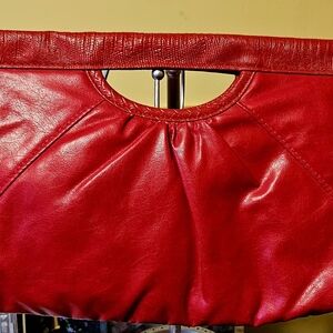 Vintage Red Leather Clutch with Change Purse